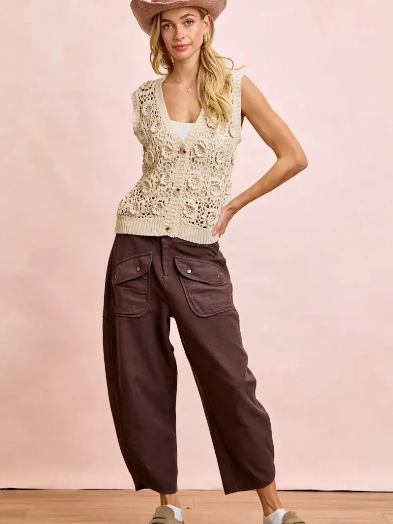 BiBi Pocket Full of Comfort Washed Terry Vintage Crop Pants-Women's Pants-Shop Z & Joxa