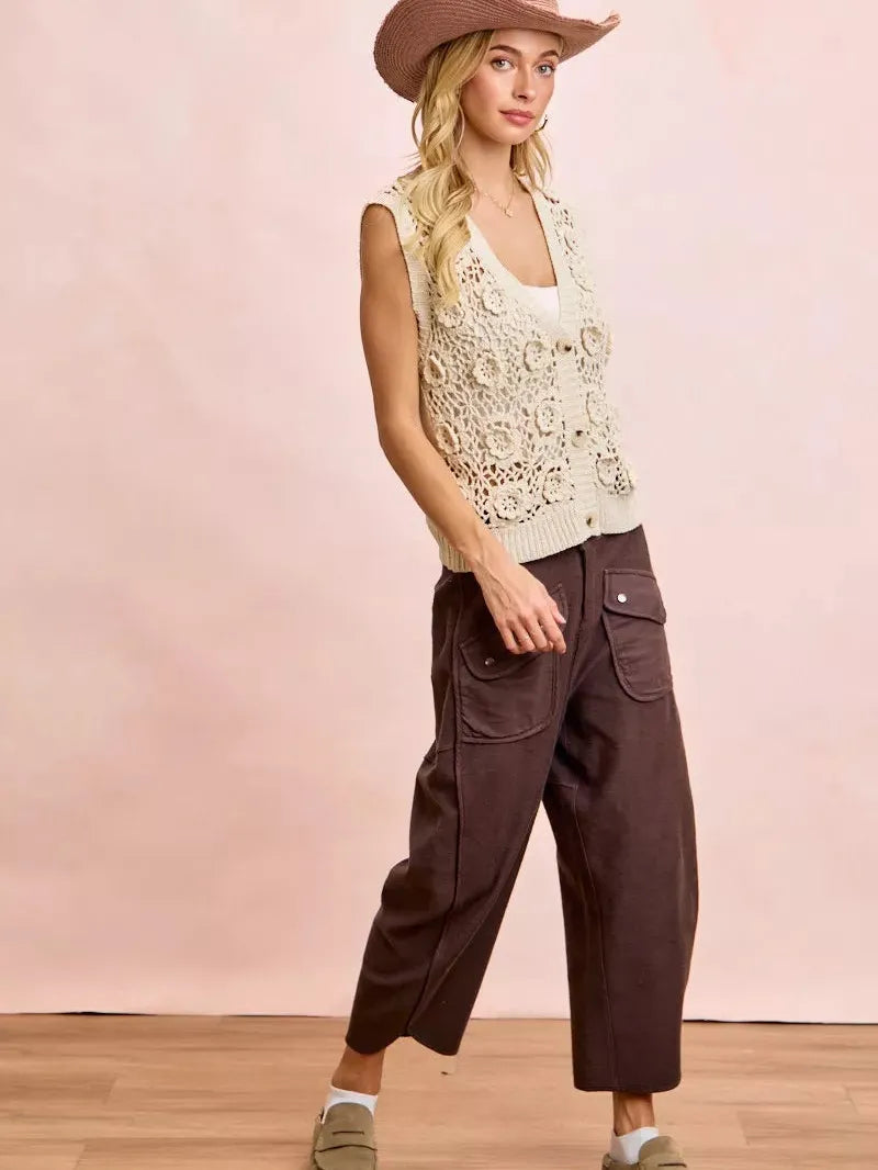 BiBi Pocket Full of Comfort Washed Terry Vintage Crop Pants-Women's Pants-Shop Z & Joxa