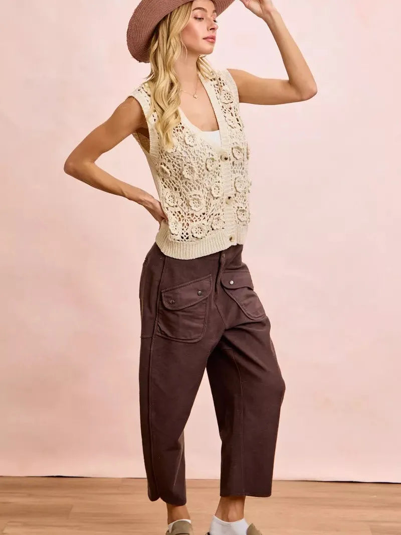 BiBi Pocket Full of Comfort Washed Terry Vintage Crop Pants-Women's Pants-Shop Z & Joxa