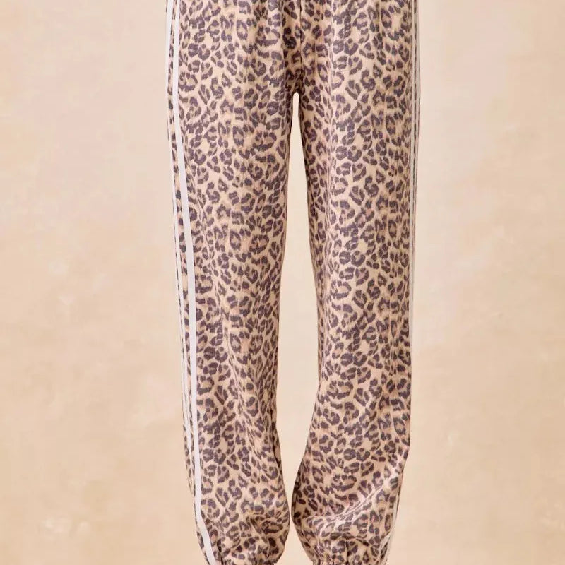 BiBi Wild Side Leopard Track Pants with Side stripes-Women's Pants-Shop Z & Joxa
