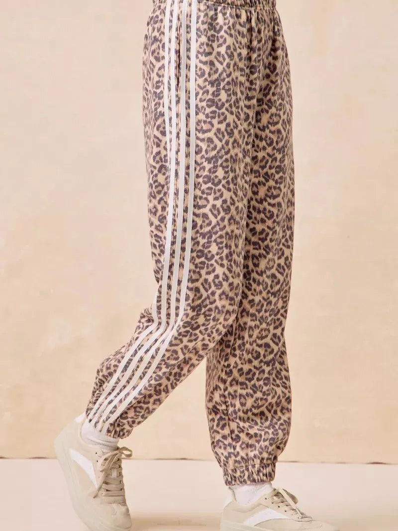 BiBi Wild Side Leopard Track Pants with Side stripes-Women's Pants-Shop Z & Joxa