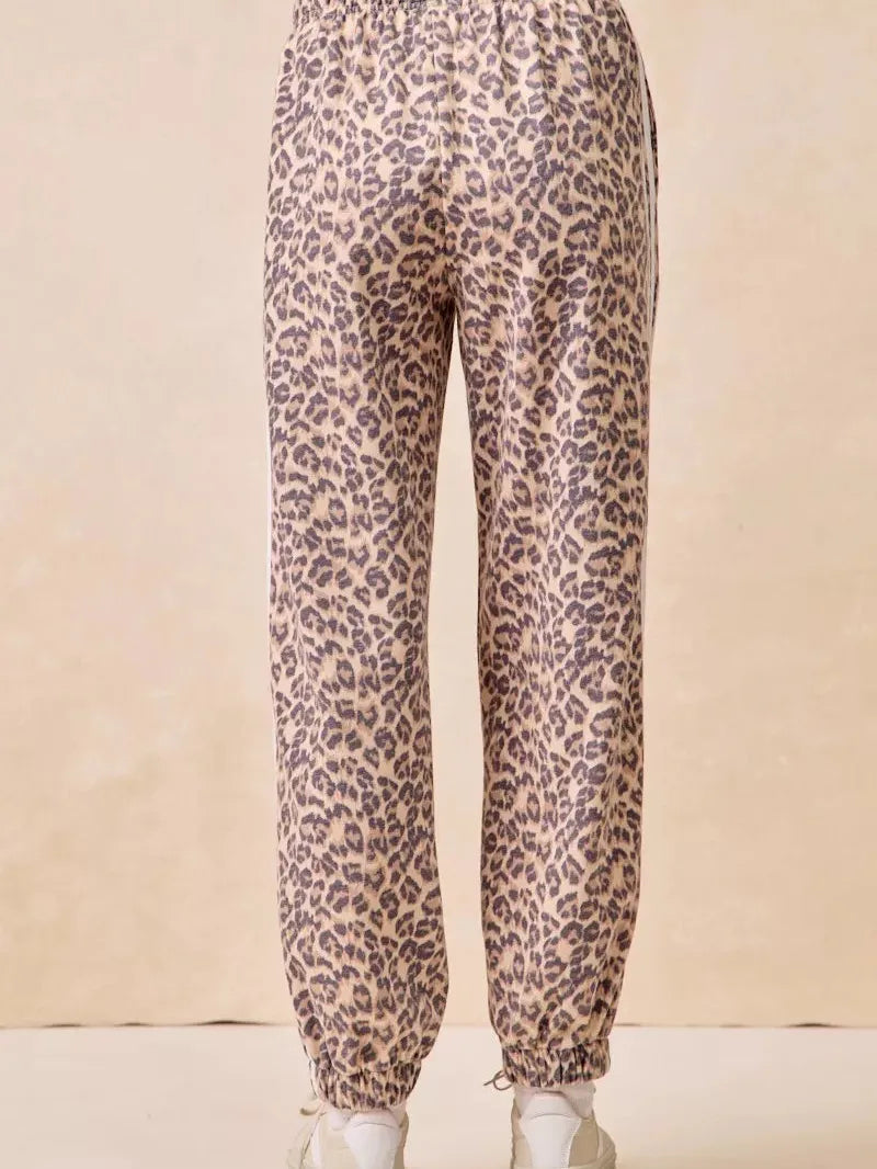 BiBi Wild Side Leopard Track Pants with Side stripes-Women's Pants-Shop Z & Joxa