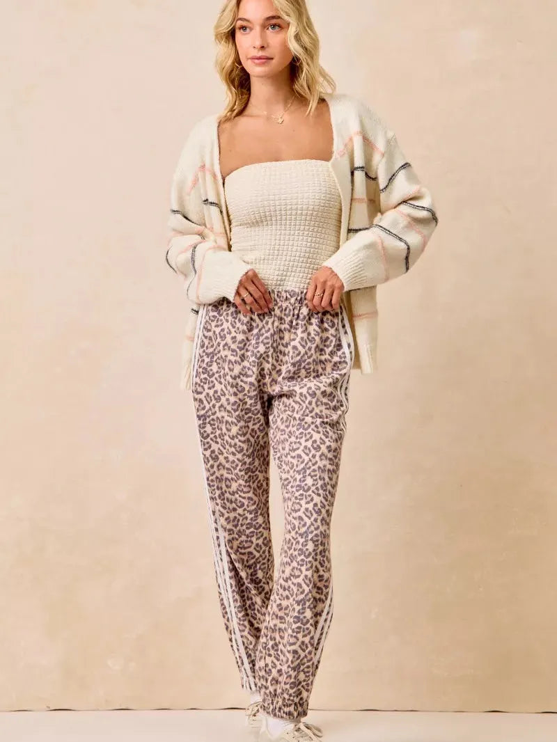 BiBi Wild Side Leopard Track Pants with Side stripes-Women's Pants-Shop Z & Joxa