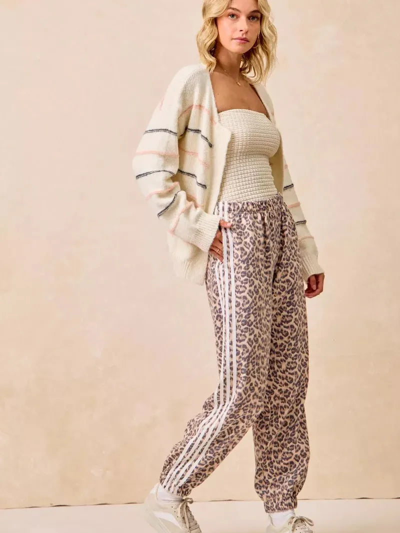 BiBi Wild Side Leopard Track Pants with Side stripes-Women's Pants-Shop Z & Joxa