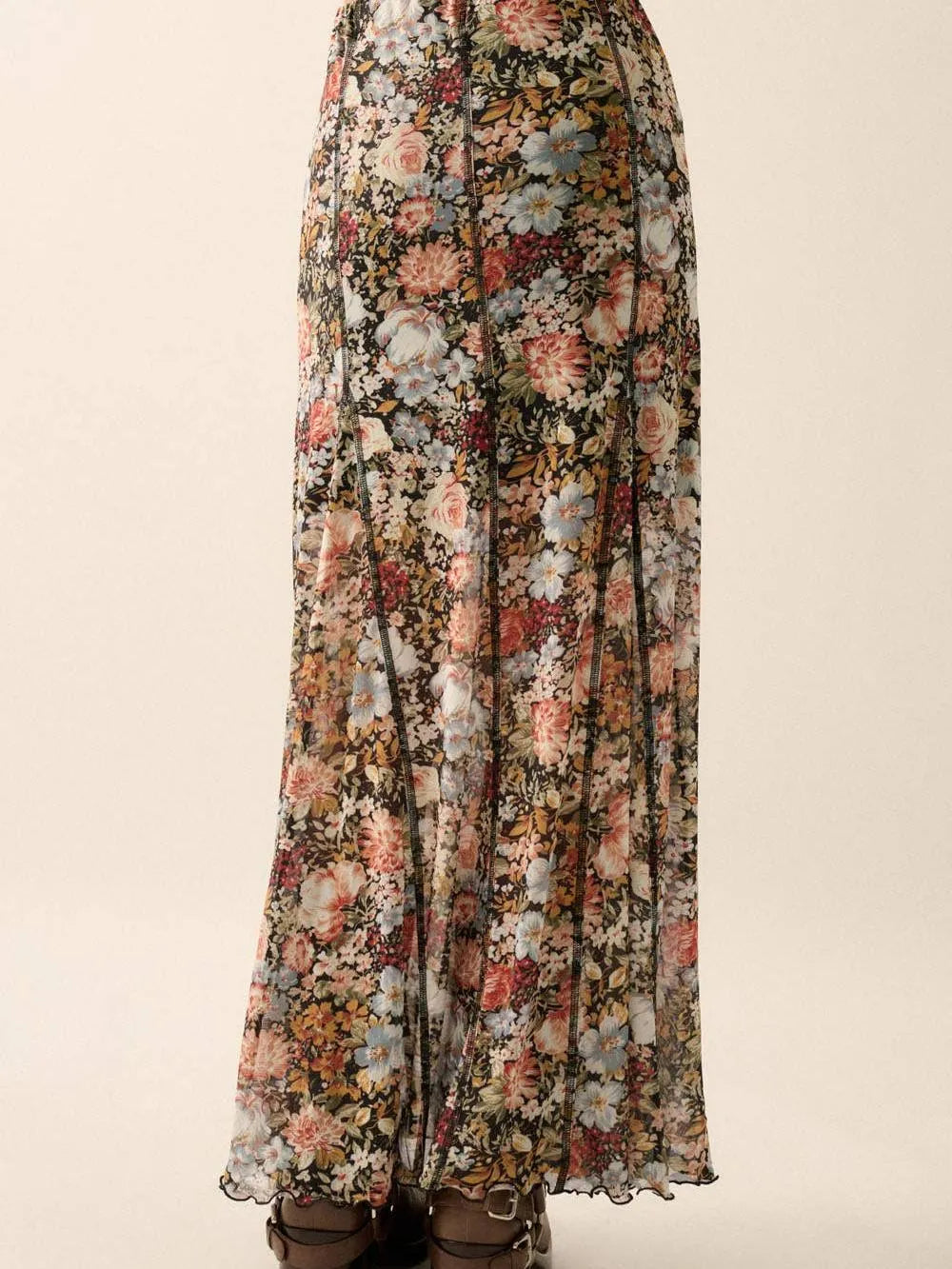 Bloom & Groove Black Floral Inverted Seam Maxi Skirt-Women's Skirts & Skorts-Shop Z & Joxa