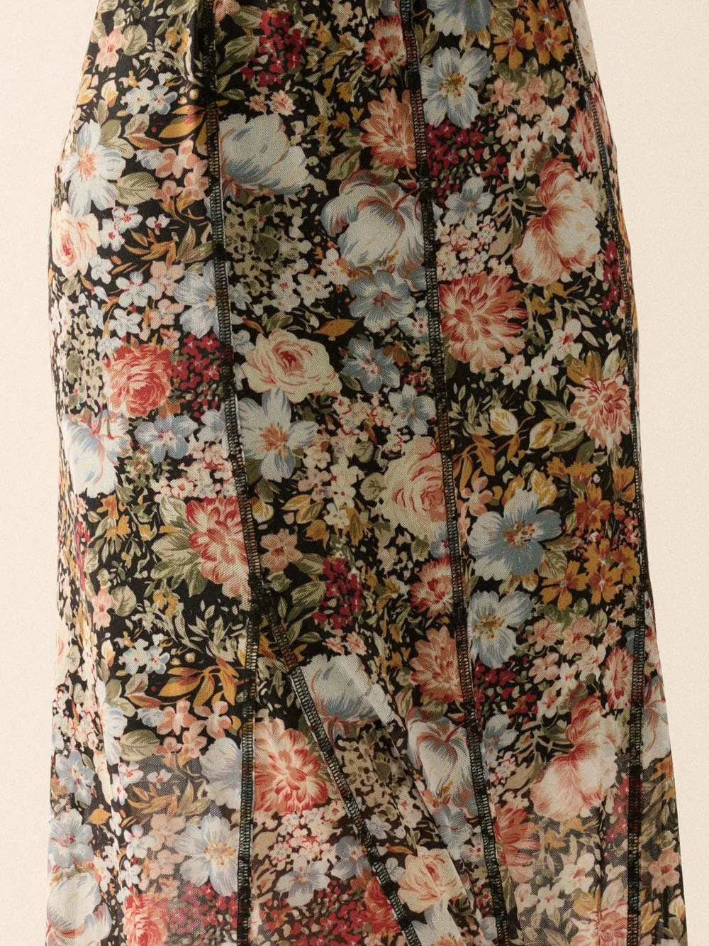 Bloom & Groove Black Floral Inverted Seam Maxi Skirt-Women's Skirts & Skorts-Shop Z & Joxa
