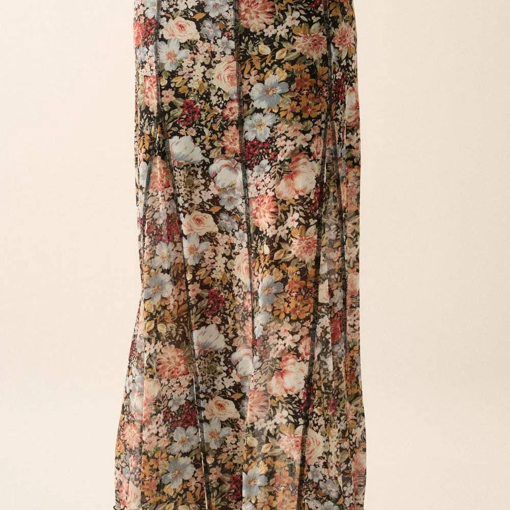 Bloom & Groove Black Floral Inverted Seam Maxi Skirt-Women's Skirts & Skorts-Shop Z & Joxa