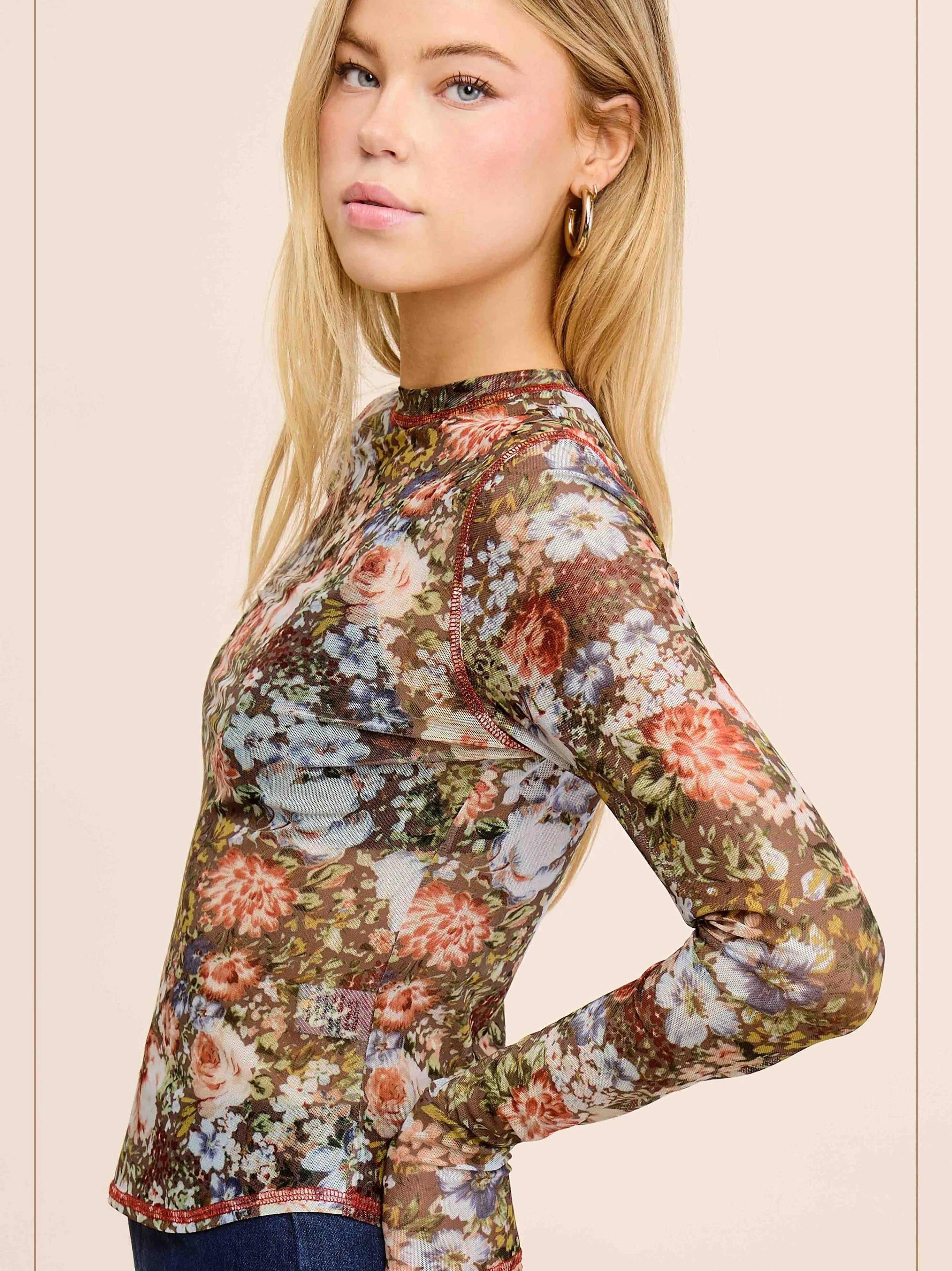 Bloom & Layer Sheer Black Floral Mesh Top-Women's Shirts & Tops-Shop Z & Joxa