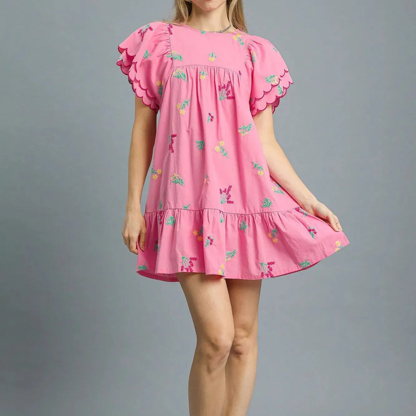 Blush Breeze and Daydreams Short Sleeve Floral Mini Dress-Women's Dresses-Shop Z & Joxa