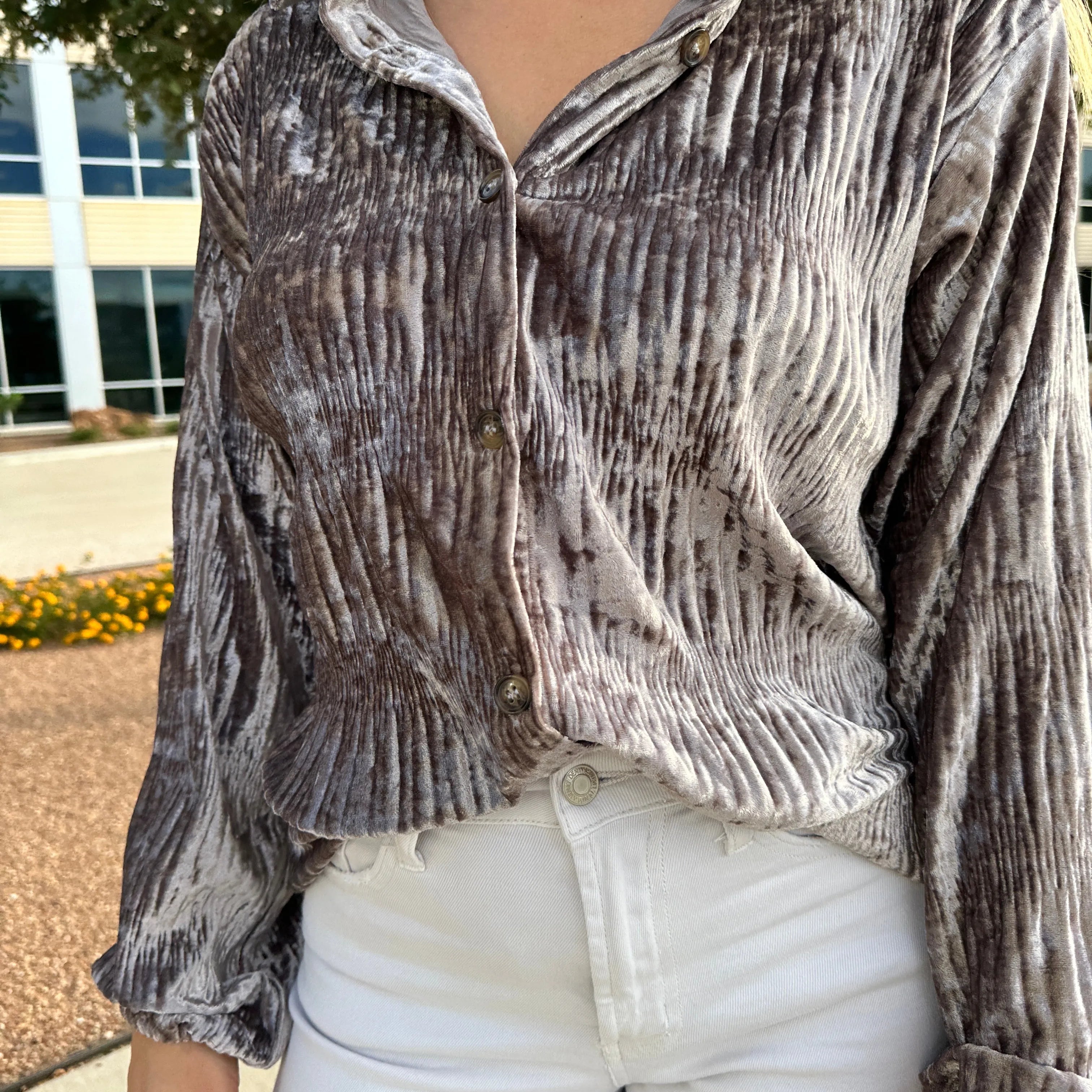 Bold Look, Textured Style Long Sleeve Button Up Shirt-Women's Shirts & Tops-Shop Z & Joxa