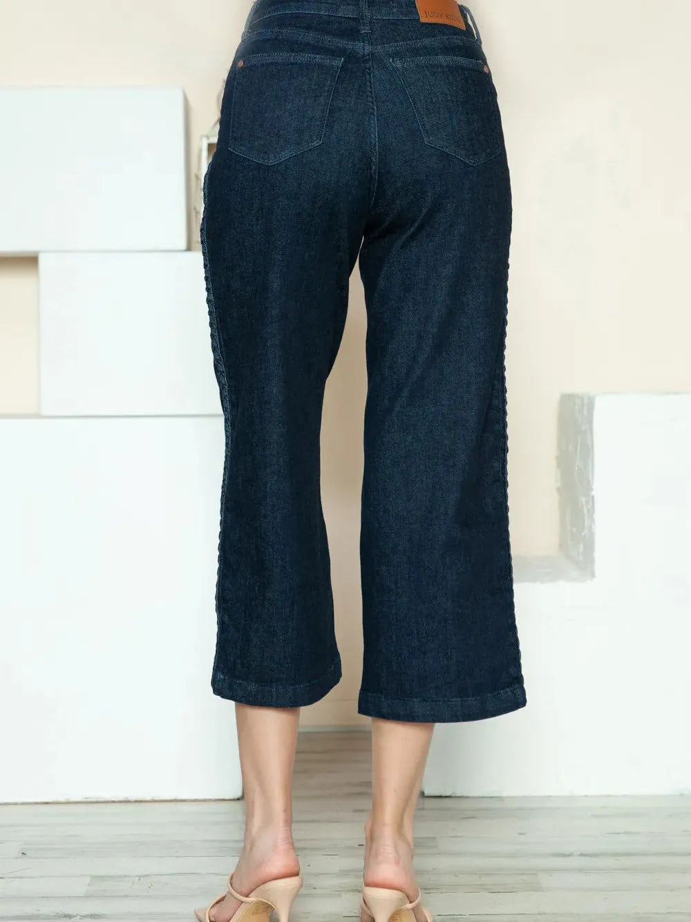 Braided Bliss High-Rise Wide Leg Crop Jeans by Judy Blue-Women's Jeans-Shop Z & Joxa