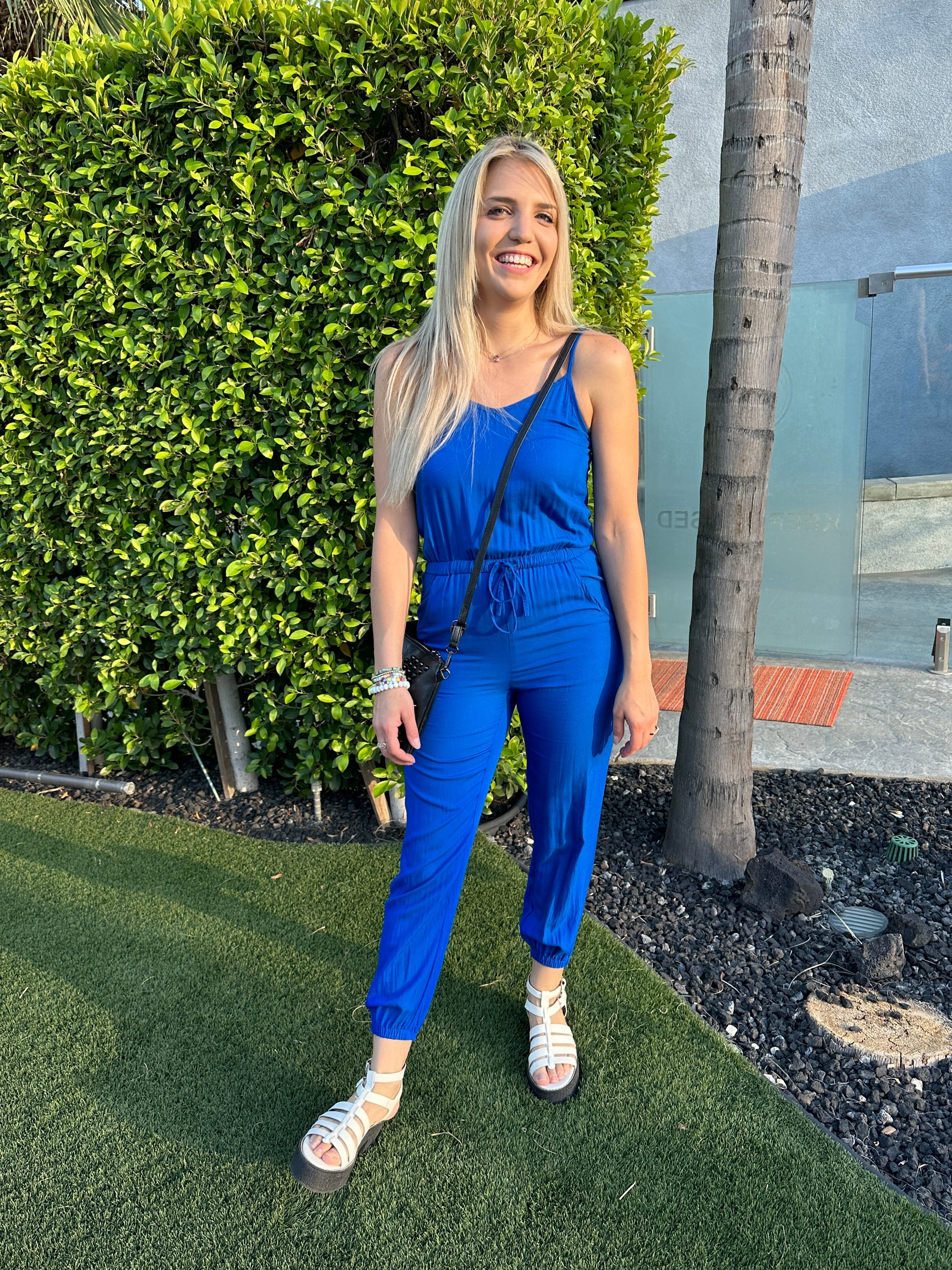 Bright Blue Tank Jumper | Ethical Fashion-Women's Jumpsuits-Shop Z & Joxa