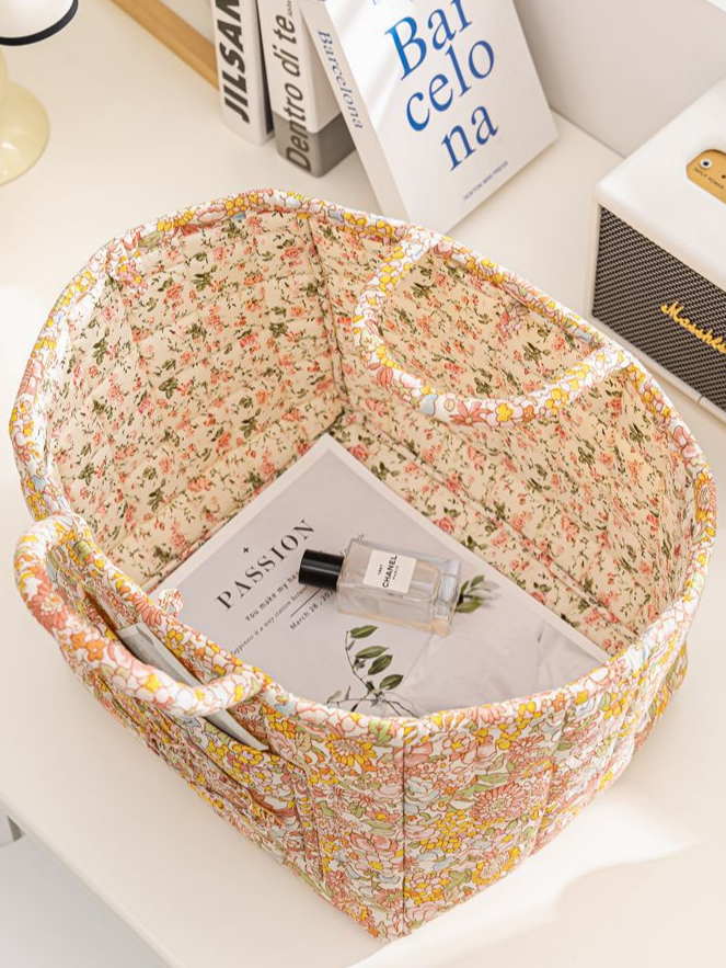 Carry It Cute Floral Quilted Storage Tote-Women's Accessories-Shop Z & Joxa