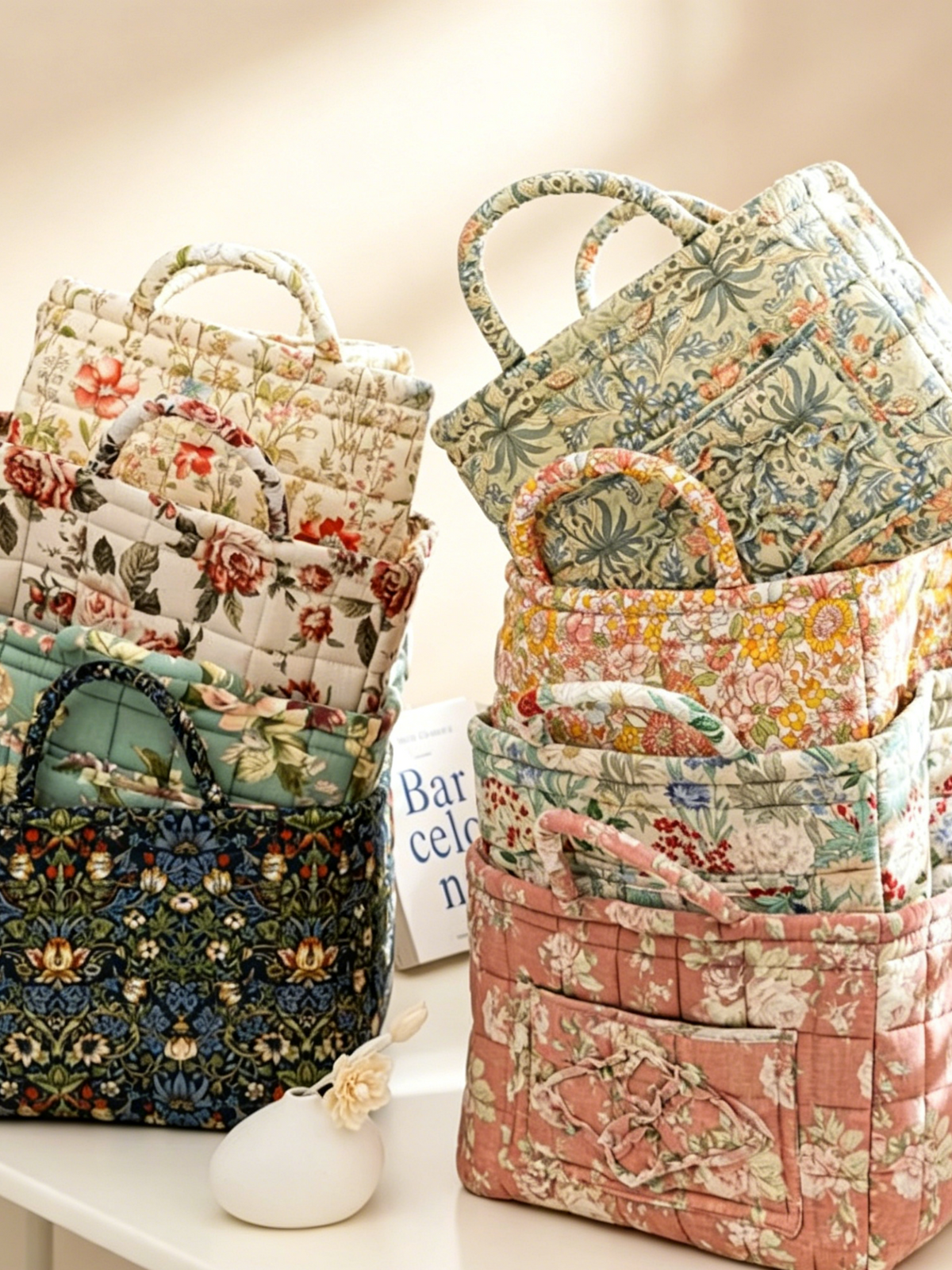 Carry It Cute Floral Quilted Storage Tote-Women's Accessories-Shop Z & Joxa