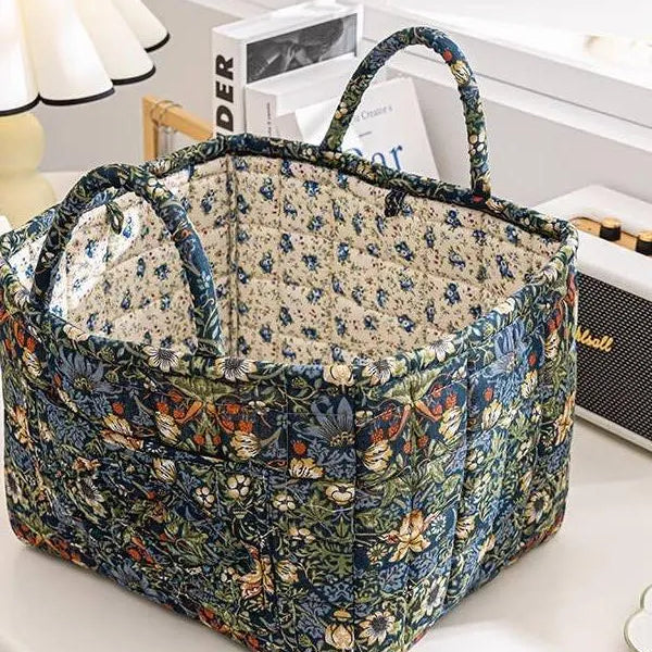 Carry It Cute Floral Quilted Storage Tote-Women's Accessories-Shop Z & Joxa