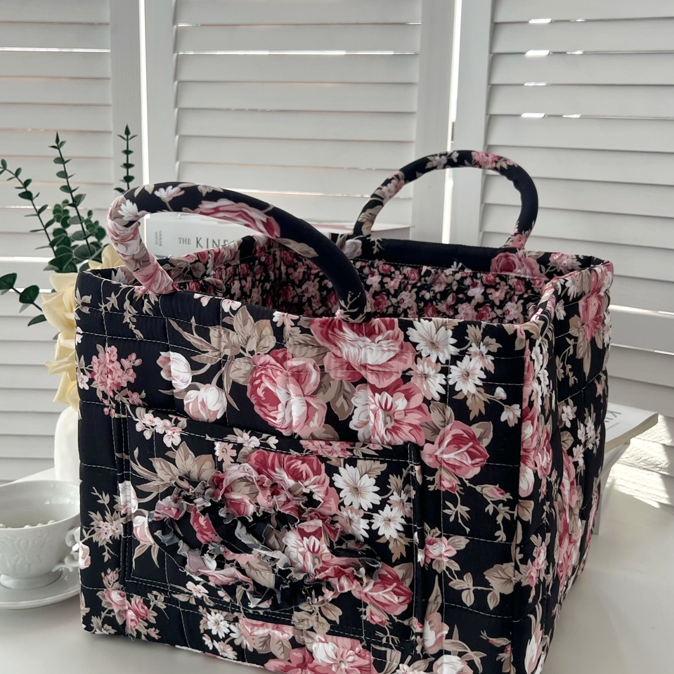 Carry It Cute Floral Quilted Storage Tote-Women's Accessories-Shop Z & Joxa