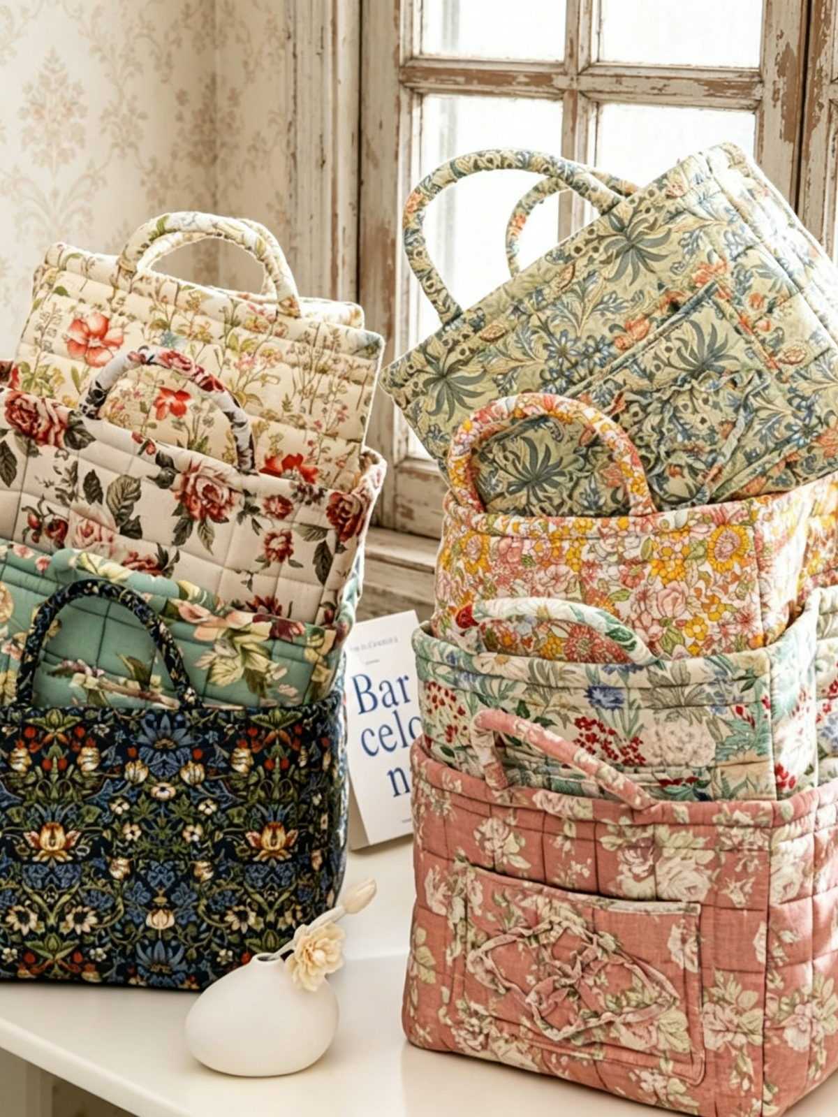 Carry It Cute Floral Quilted Storage Tote-Women's Accessories-Shop Z & Joxa