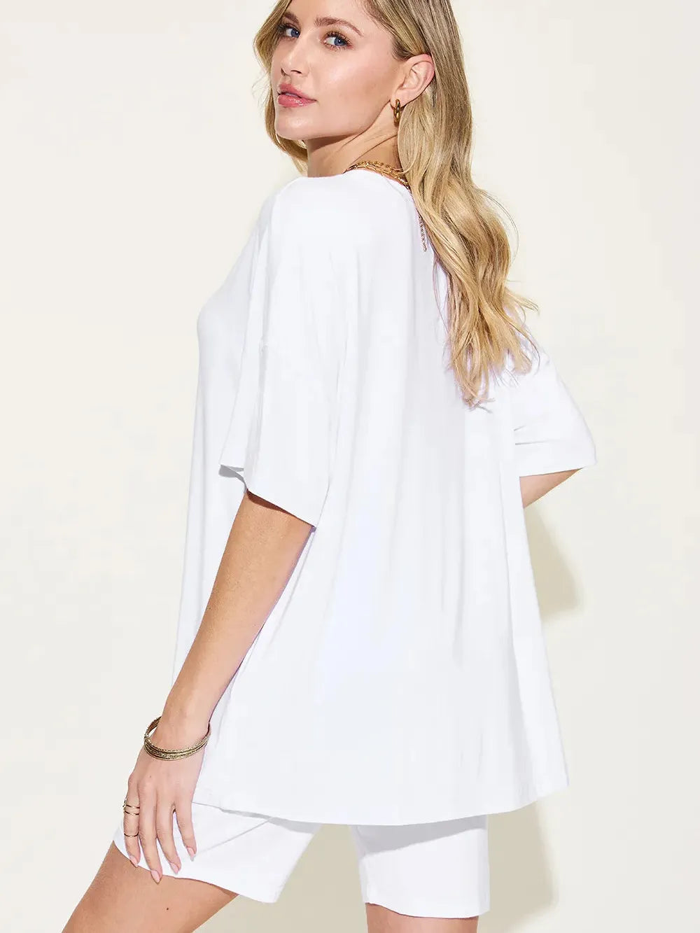 Chill Mode V-Neck Tee + Shorts Lounge Set by Basic Bae-Women's Sets-Shop Z & Joxa