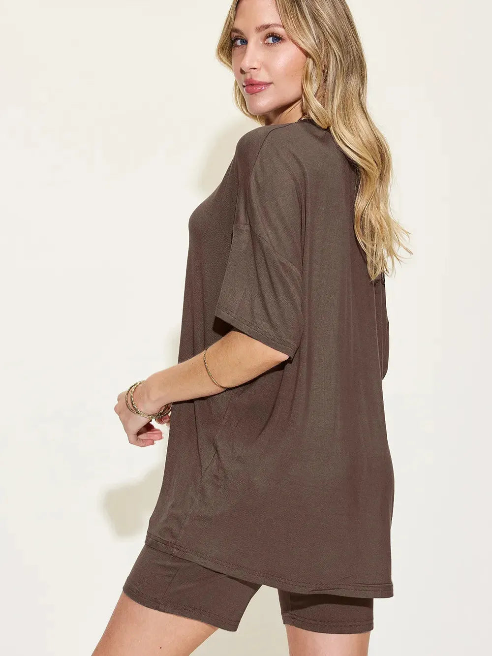 Chill Mode V-Neck Tee + Shorts Lounge Set by Basic Bae-Women's Sets-Shop Z & Joxa