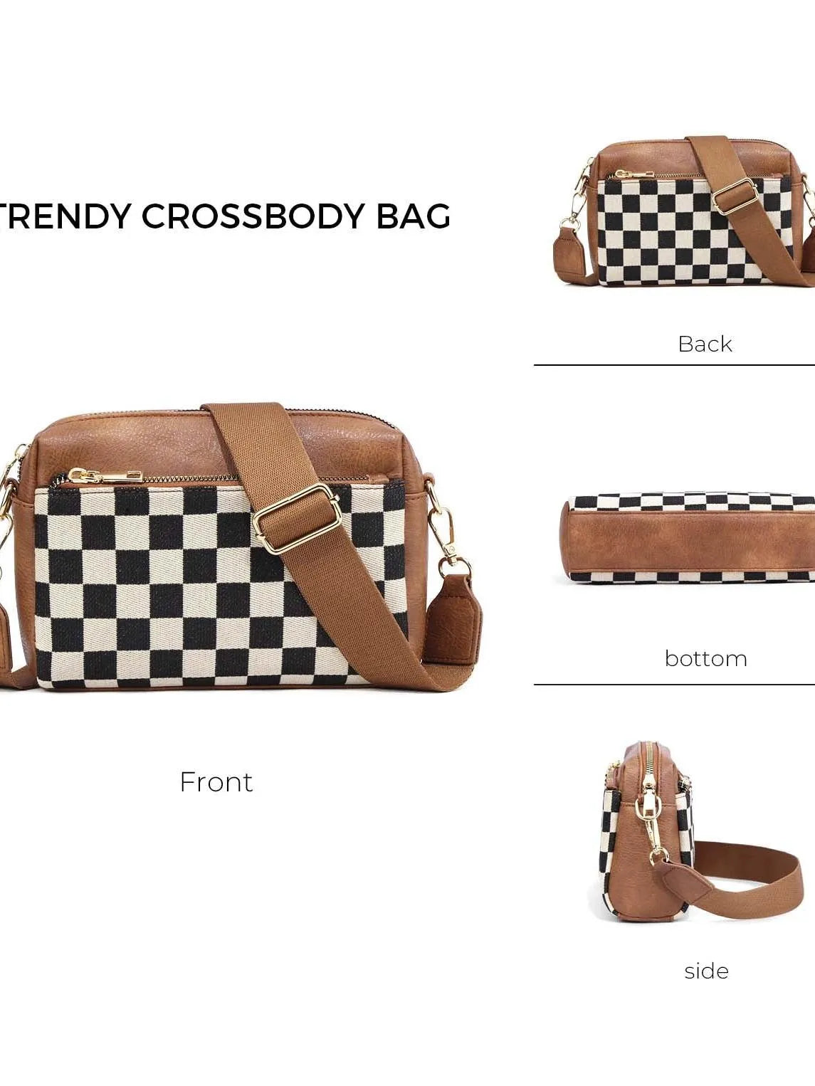City Snap Mixed Media Check Camera Crossbody Bag-Women's Accessories-Shop Z & Joxa