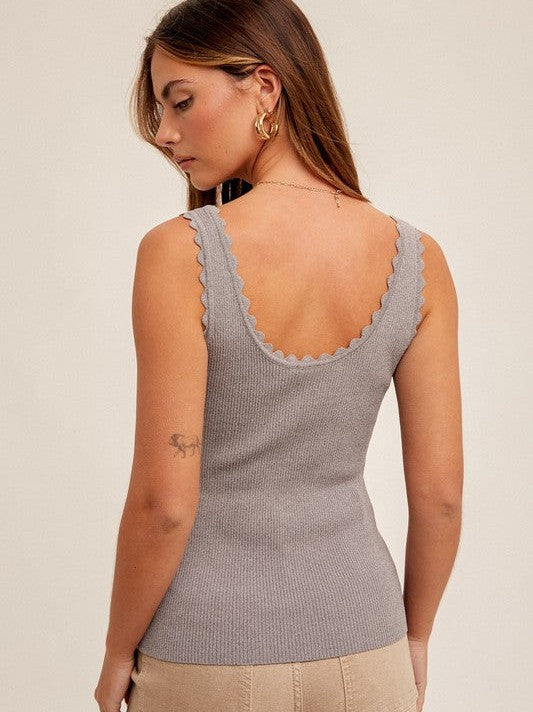 Classy with a Side of Sassy Scalloped Tank Top-Women's Shirts & Tops-Shop Z & Joxa