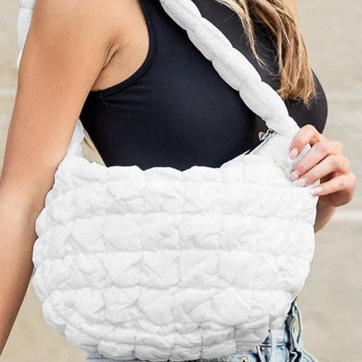 Cloud Captions Quilted Puffer Shoulder Bag-Women's Accessories-Shop Z & Joxa