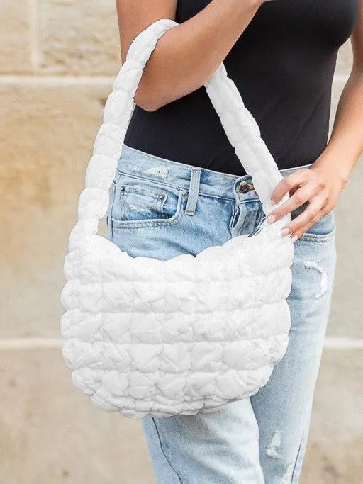 Cloud Captions Quilted Puffer Shoulder Bag-Women's Accessories-Shop Z & Joxa