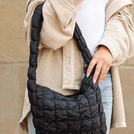 Cloud Captions Quilted Puffer Shoulder Bag-Women's Accessories-Shop Z & Joxa