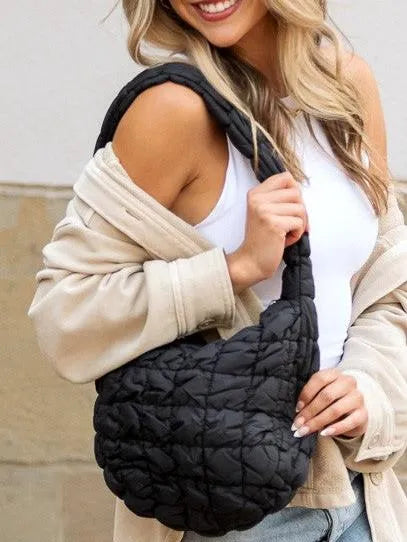 Cloud Captions Quilted Puffer Shoulder Bag-Women's Accessories-Shop Z & Joxa