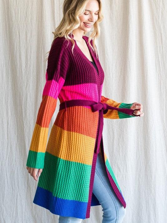 Color Like a Boss Colorful Knit Long Cardigan-Women's Shirts & Tops-Shop Z & Joxa