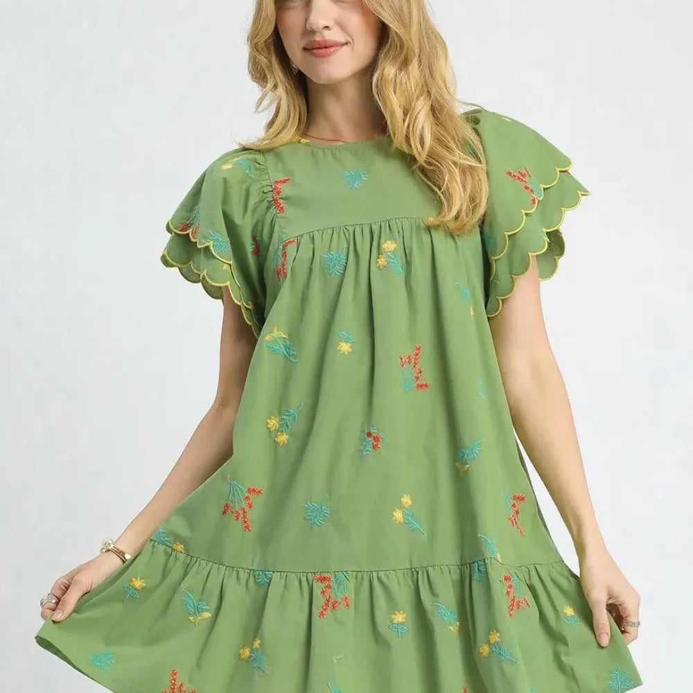 Cool Breeze and Daydreams Short Sleeve Floral Mini Dress-Women's Dresses-Shop Z & Joxa