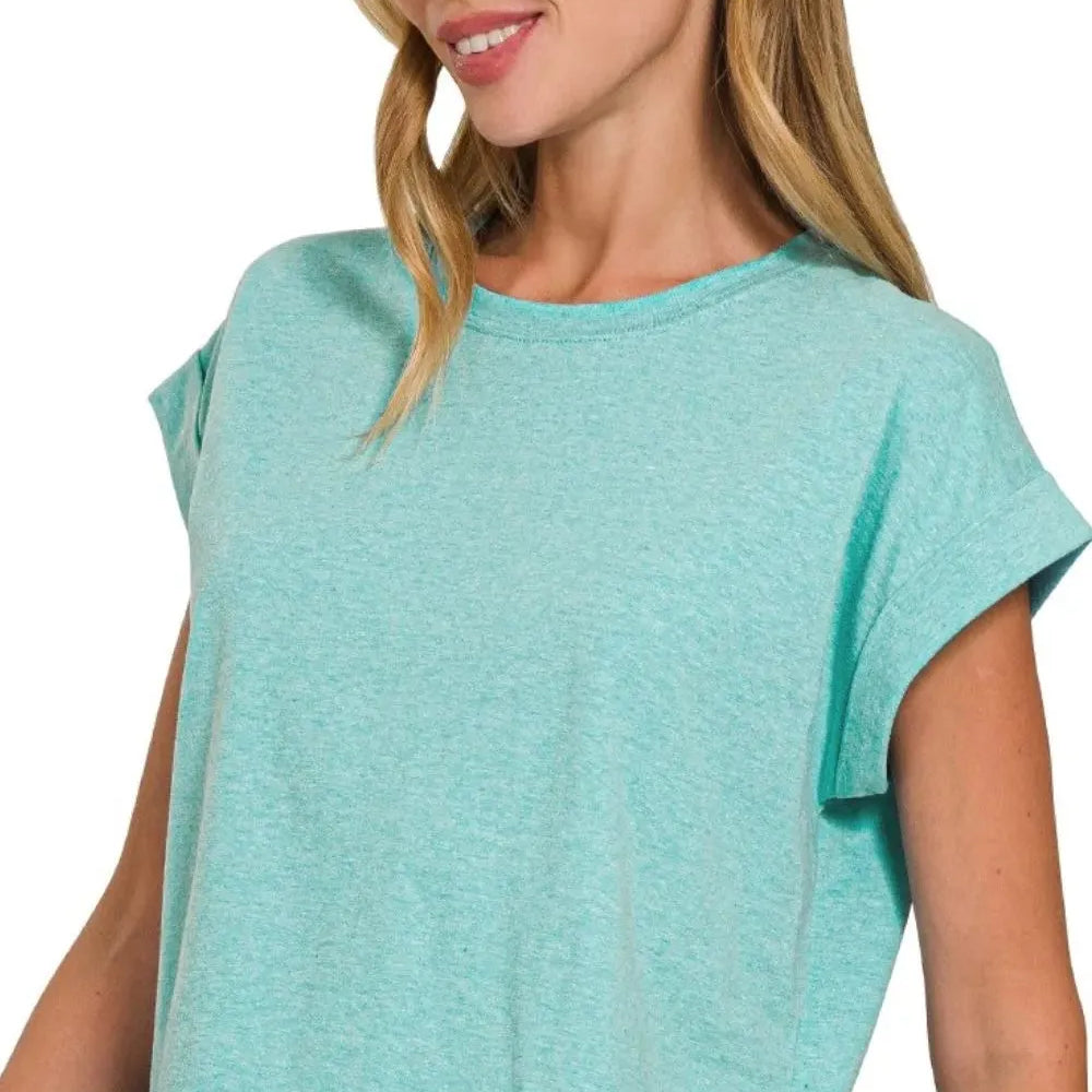 Cool Mint Moment Cropped Tee-Women's Shirts & Tops-Shop Z & Joxa