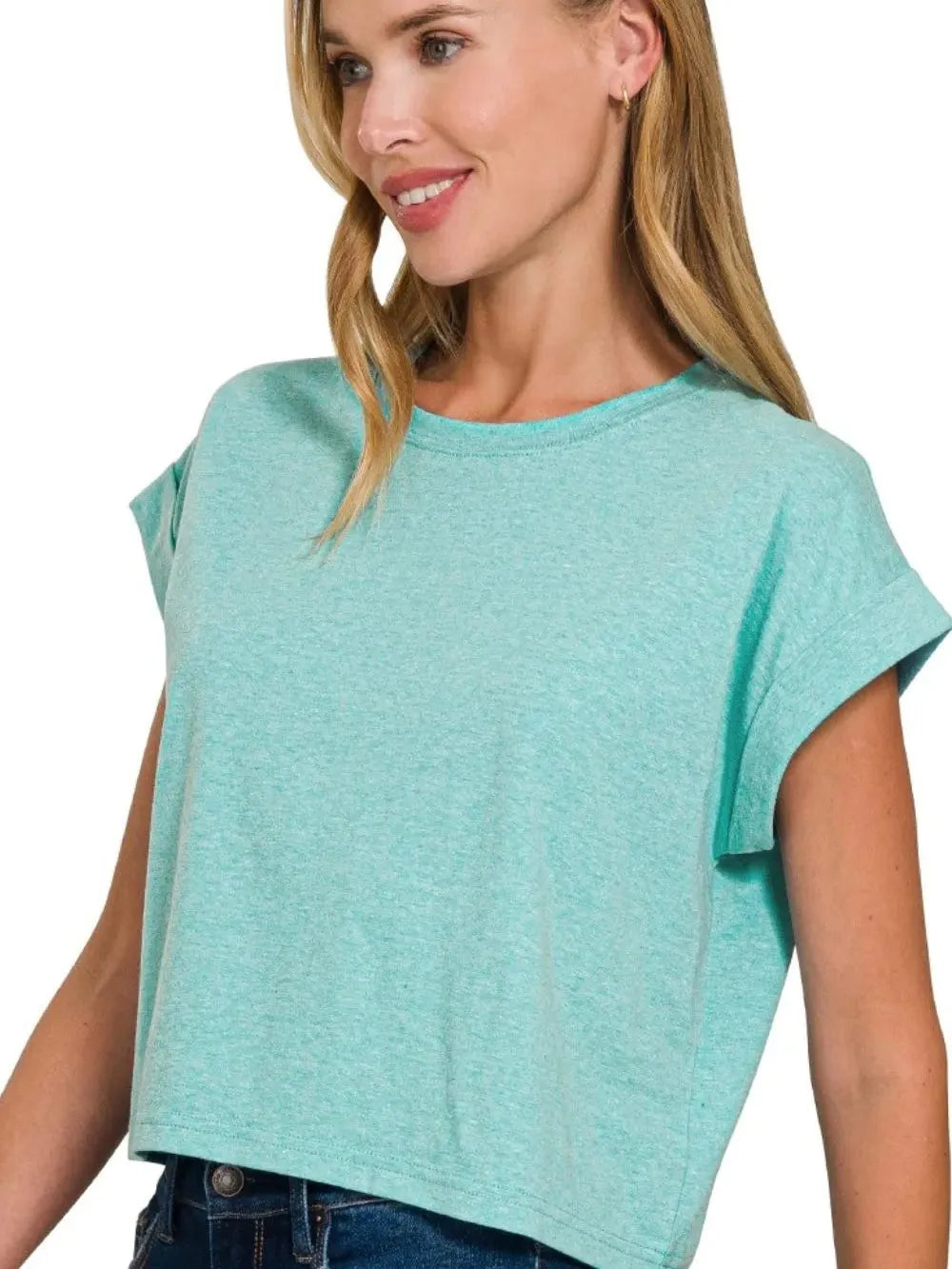 Cool Mint Moment Cropped Tee-Women's Shirts & Tops-Shop Z & Joxa