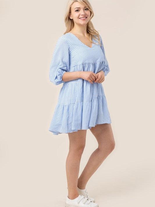Country Girl Gone City Gingham Babydoll Dress | Sale Rack-Women's Dresses-Shop Z & Joxa