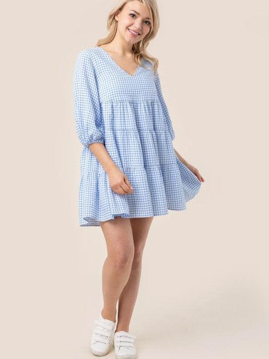 Country Girl Gone City Gingham Babydoll Dress | Sale Rack-Women's Dresses-Shop Z & Joxa