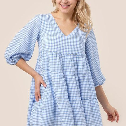 Country Girl Gone City Gingham Babydoll Dress | Sale Rack-Women's Dresses-Shop Z & Joxa