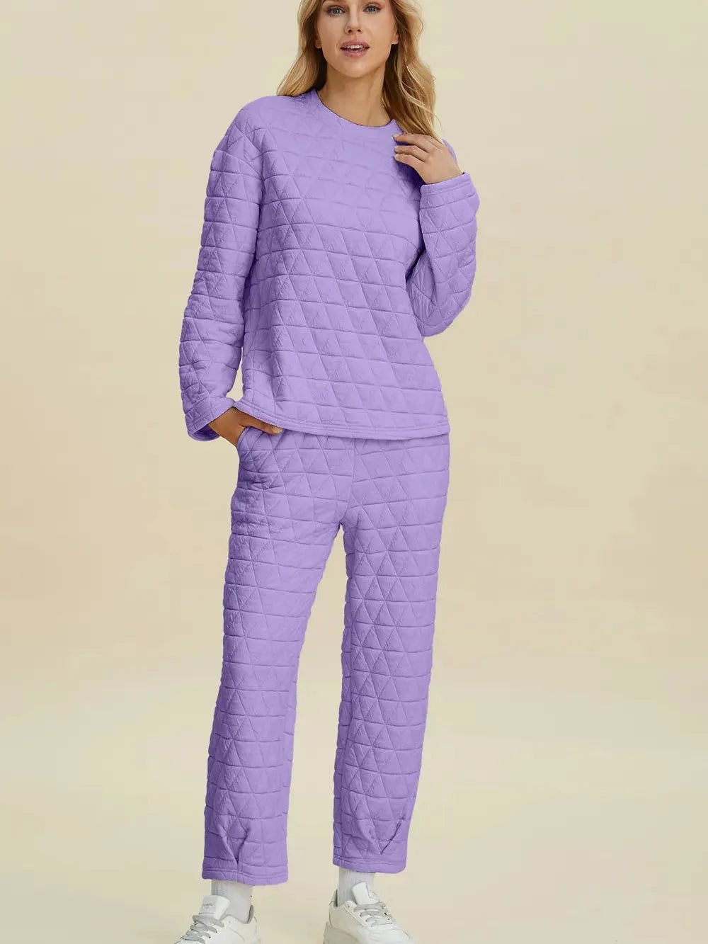 Cozy Coordination: Double Take Textured Lounge Set-Women's Sets-Shop Z & Joxa
