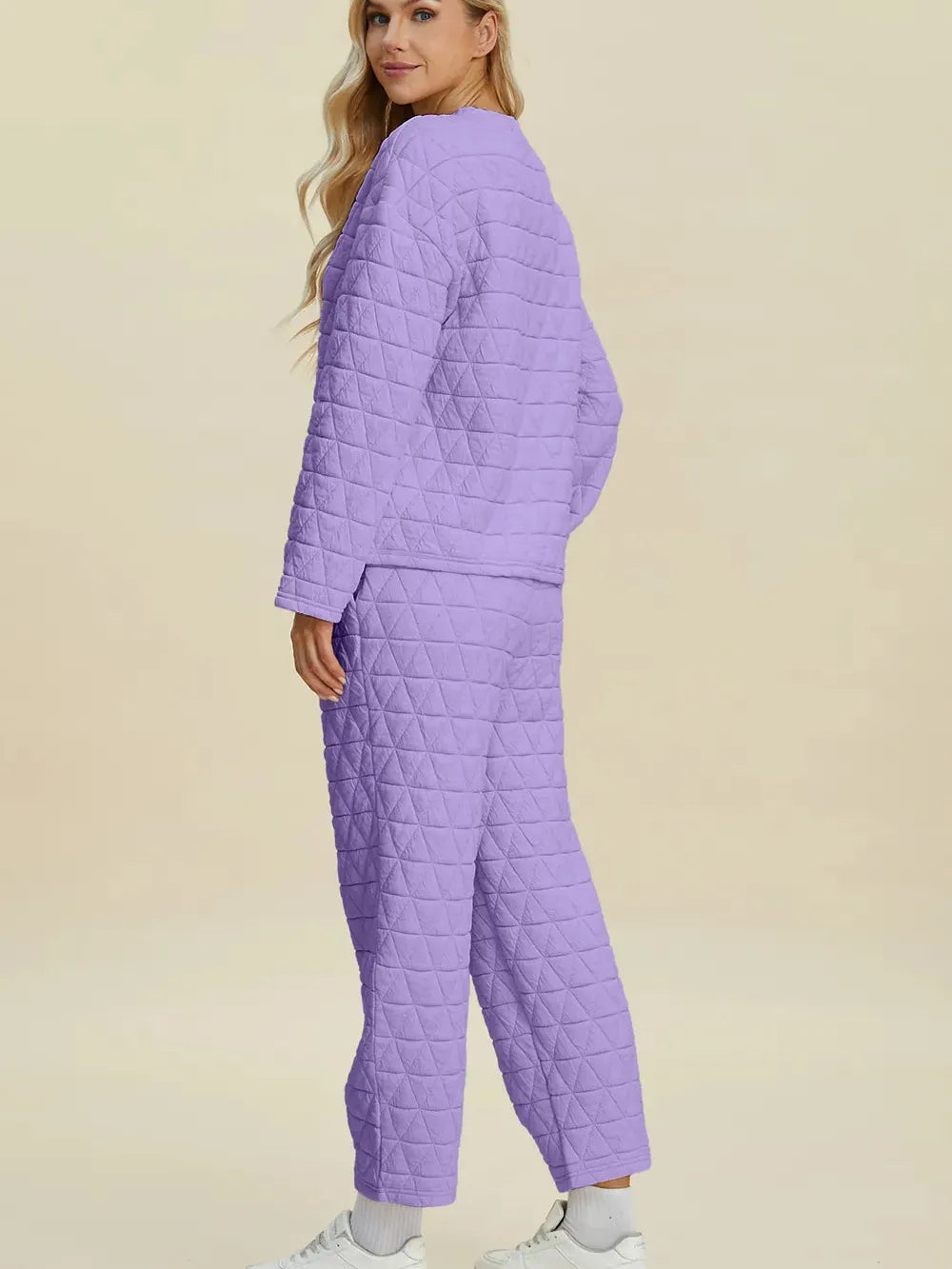 Cozy Coordination: Double Take Textured Lounge Set-Women's Sets-Shop Z & Joxa