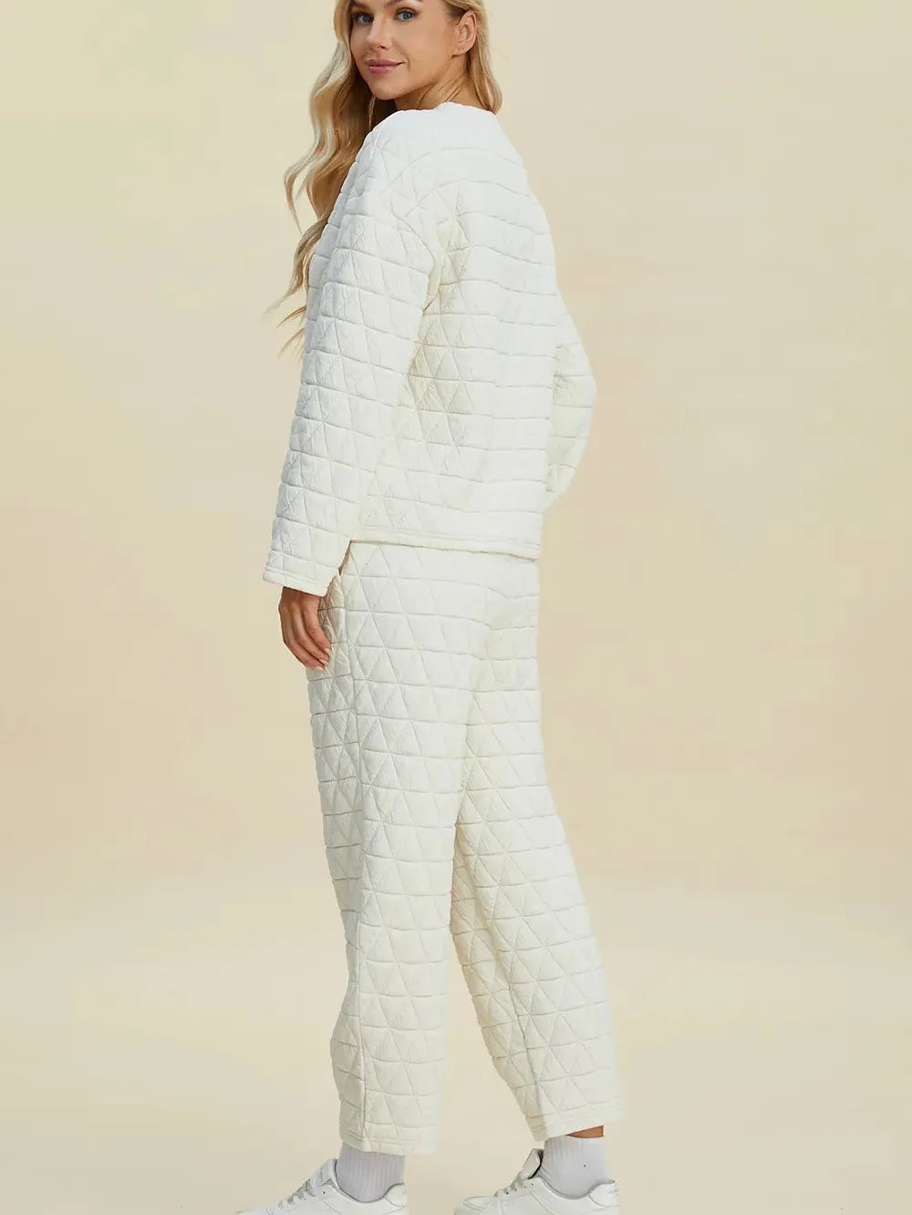 Cozy Coordination: Double Take Textured Lounge Set-Women's Sets-Shop Z & Joxa