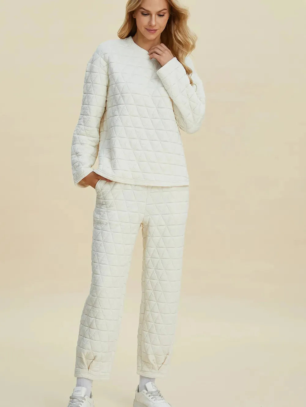 Cozy Coordination: Double Take Textured Lounge Set-Women's Sets-Shop Z & Joxa