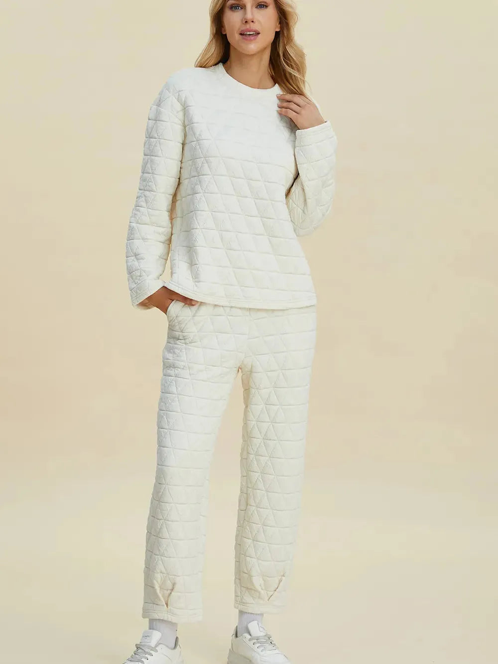 Cozy Coordination: Double Take Textured Lounge Set-Women's Sets-Shop Z & Joxa