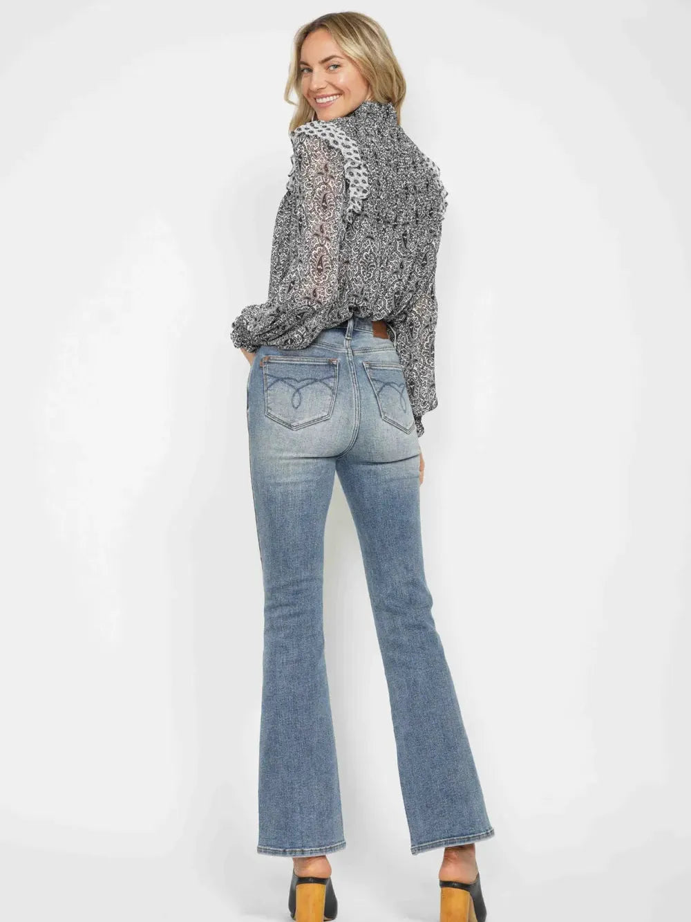 Curvy Chic Tummy Control Embroidered Bootcut Jeans by Judy Blue-Women's Jeans-Shop Z & Joxa