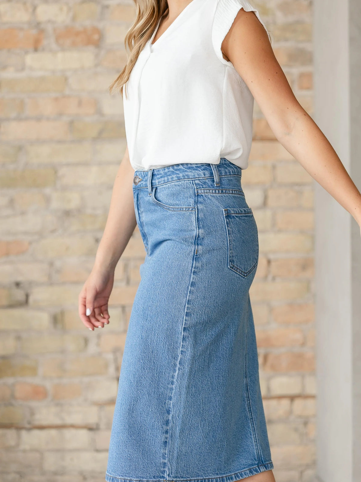 Denim Days Remi Medium Denim Midi Skirt-Women's Skirts & Skorts-Shop Z & Joxa