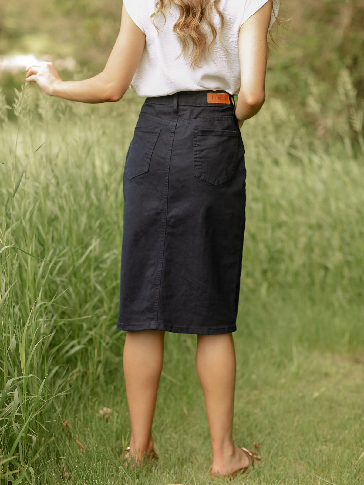 Denim Days Remi Navy Denim Midi Skirt-Women's Skirts & Skorts-Shop Z & Joxa