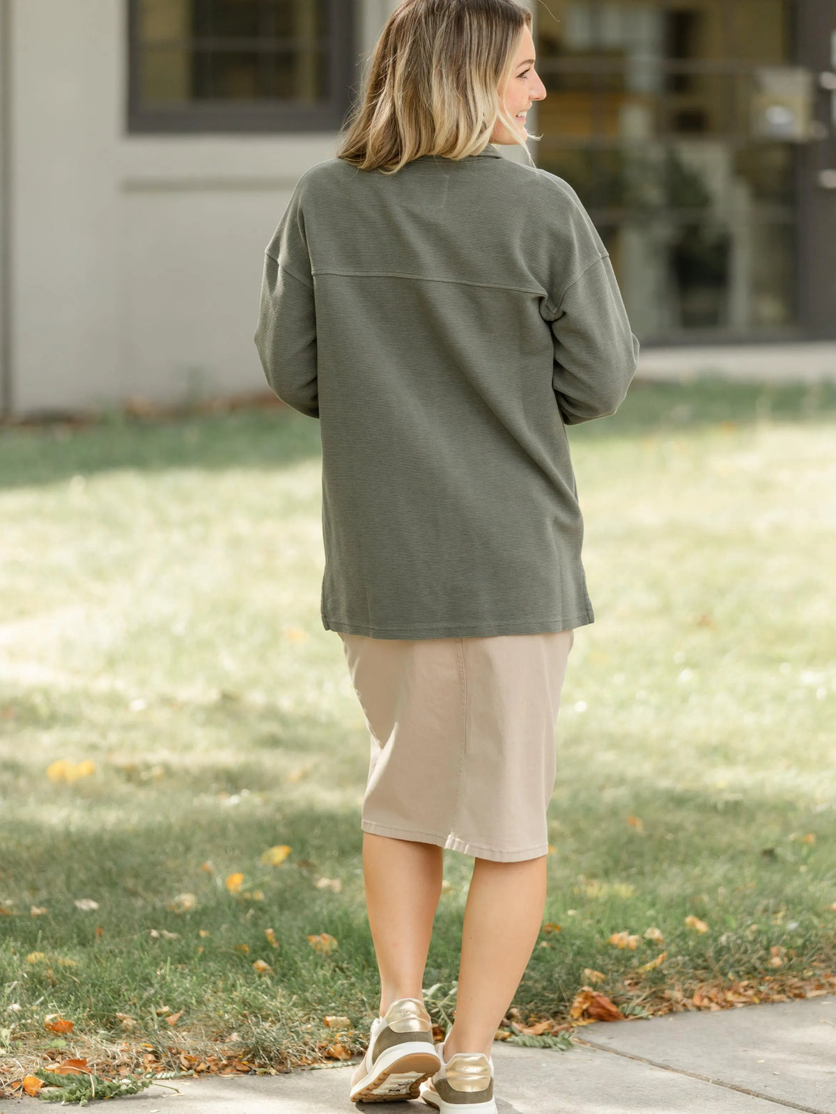 Denim Days Remi Simply Taupe Denim Midi Skirt-Women's Skirts & Skorts-Shop Z & Joxa