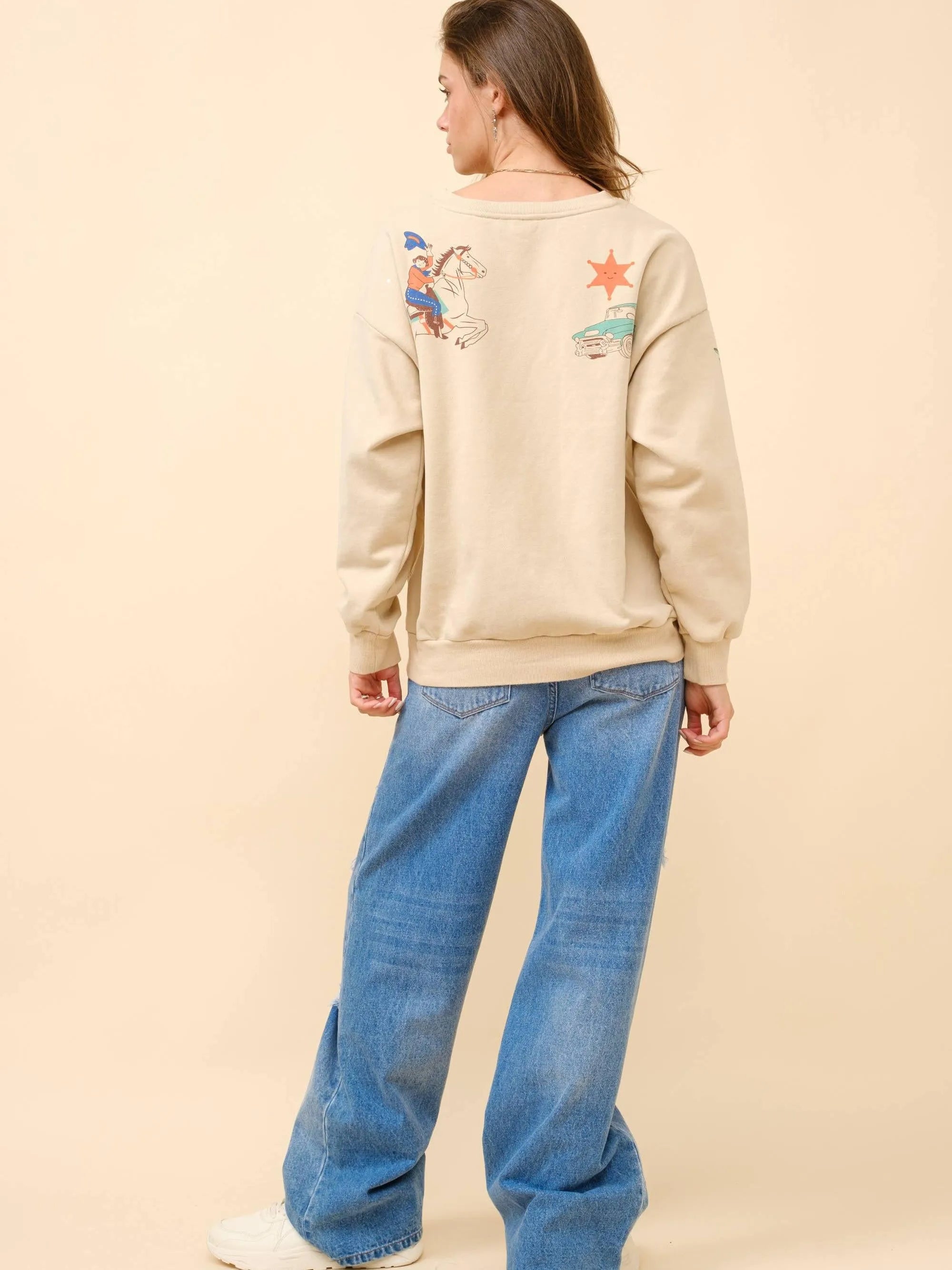 Desert Dreamin’ Howdy Western Crewneck Sweatshirt-Women's Shirts & Tops-Shop Z & Joxa