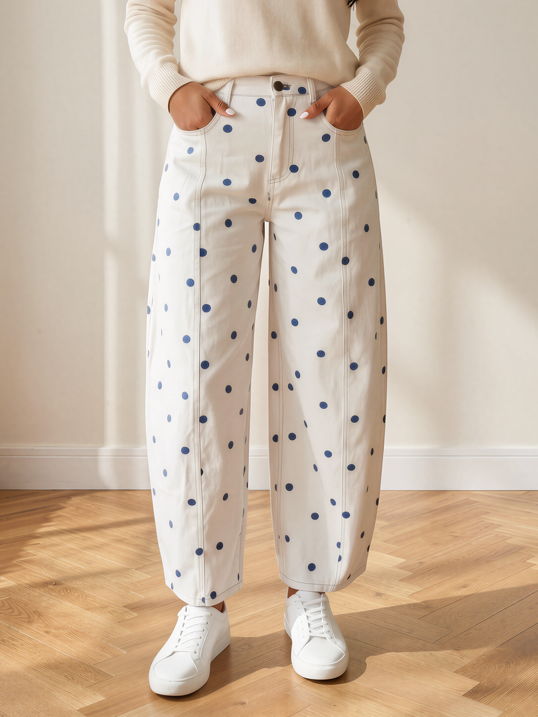 Dot your Average Polka Dot Print Barrel Jeans-Women's Jeans-Shop Z & Joxa