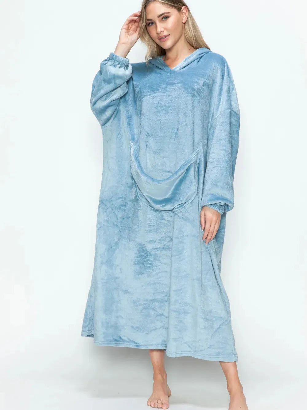 Double Take Cloud Kiss Oversized Hooded Blanket with Front Pocket-Women's Clothing-Shop Z & Joxa
