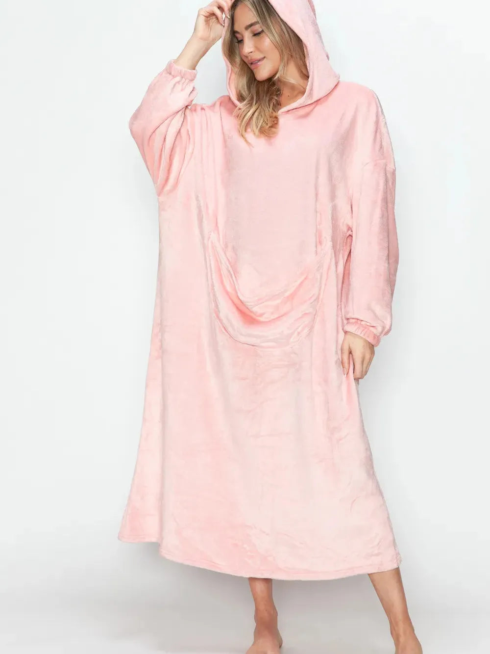 Double Take Cloud Kiss Oversized Hooded Blanket with Front Pocket-Women's Clothing-Shop Z & Joxa