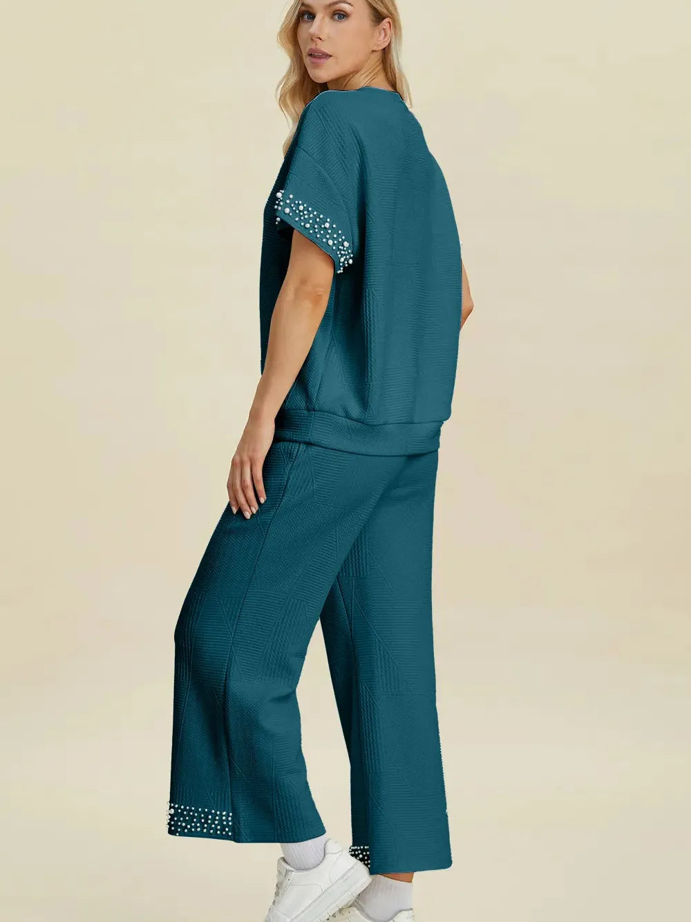 Double Take Pearl Harmony Matching Loungewear top and Pants-Women's Clothing-Shop Z & Joxa